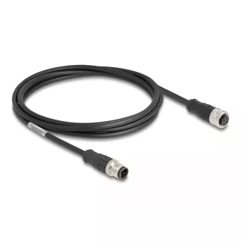 Kabel sieciowy DeLOCK M12 Kabel D-kodowany 4-pinowy męski na żeński Cat5e 2 m Czarny