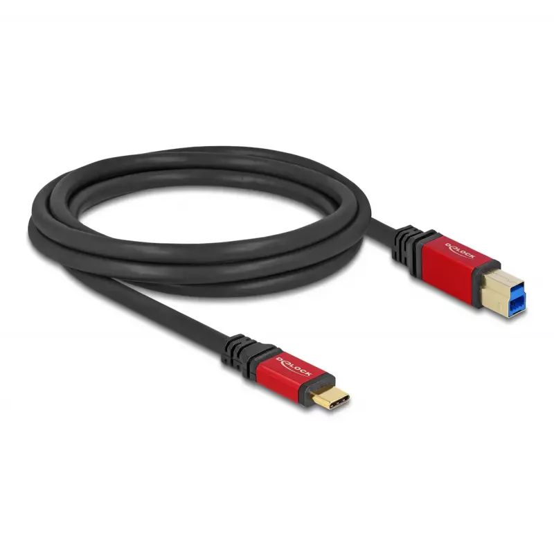 Kabel DeLOCK USB Type-C na USB Type-B 2m 5Gbps czerwony metalowy
