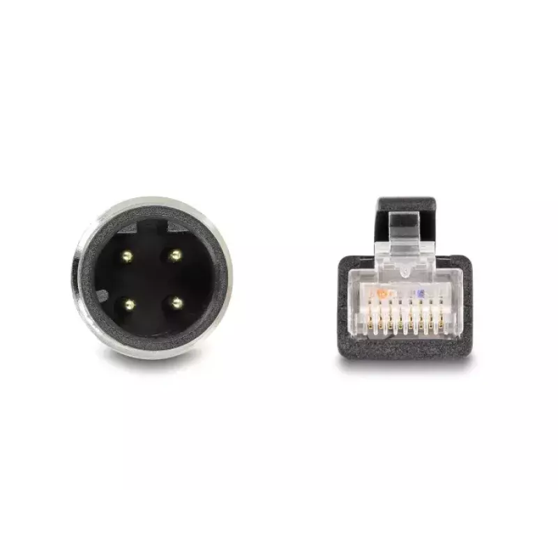 Kabel sieciowy DeLOCK M12 Kabel D-kodowany 4-pinowy wtyk męski do RJ45 wtyk męski Cat5e 1 m Czarny