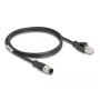 Kabel sieciowy DeLOCK M12 Kabel D-kodowany 4-pinowy wtyk męski do RJ45 wtyk męski Cat5e 1 m Czarny