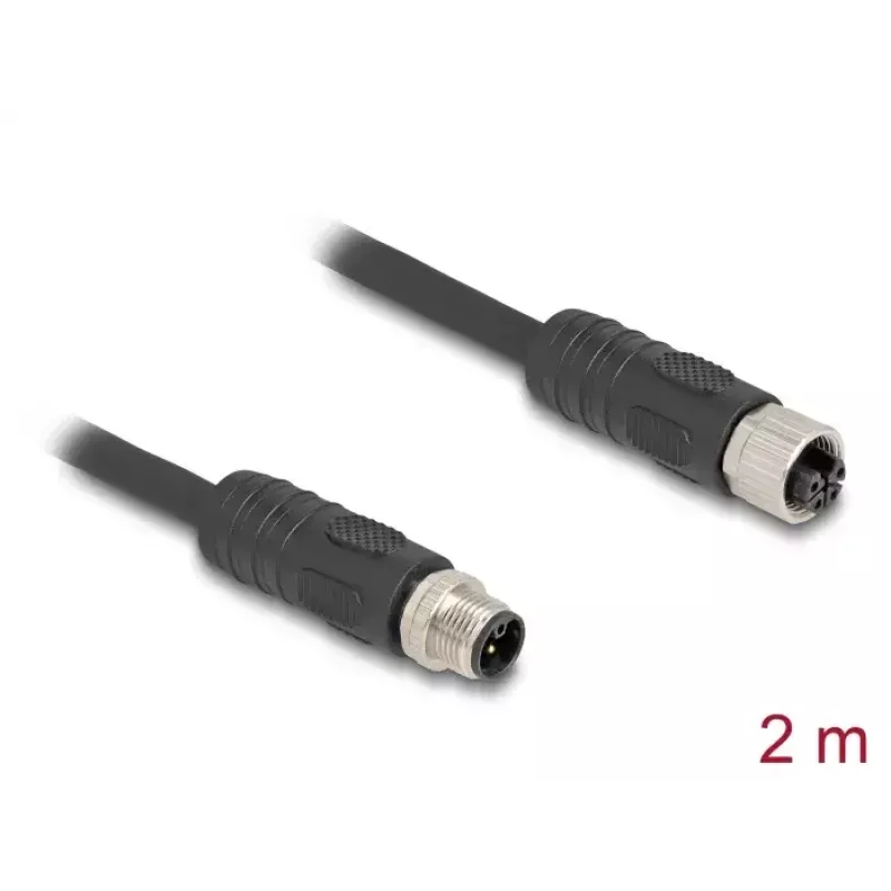 DeLOCK 80520 kabel czujnika/aktuatora 2 m RST M12 Czarny