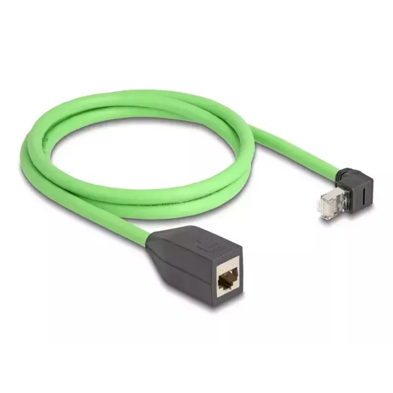 Kabel sieciowy DeLOCK RJ45 Cat.6A Wtyk Kątowy Do Góry do Gniazda 1 m Zielony
