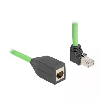 Kabel sieciowy DeLOCK RJ45 Cat.6A Wtyk Kątowy Do Góry do Gniazda 1 m Zielony