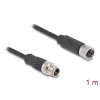 Kabel sieciowy DeLOCK M12 X-kodowany 8-pinowy wtyk męski do żeńskiego Cat5e 1 m Czarny