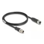 Kabel sieciowy DeLOCK M12 X-kodowany 8-pinowy wtyk męski do żeńskiego Cat5e 1 m Czarny