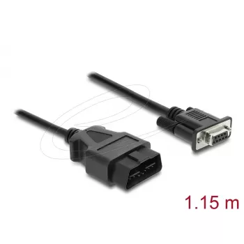 adapter kablowya DELOCK OBD‑2 męski do DB‑9 żeński, Cat5e, czarny, 1,15 m