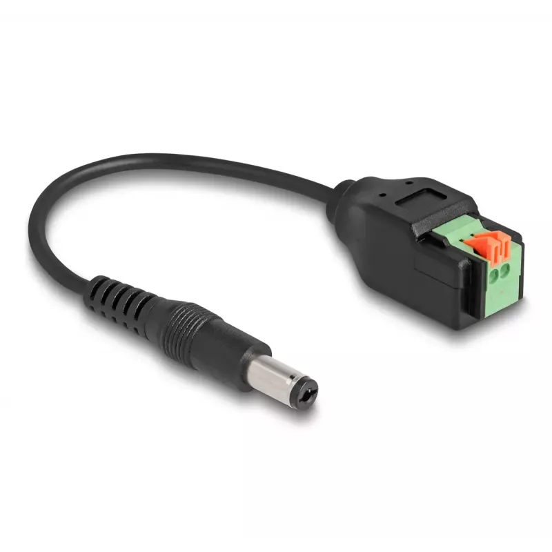 DeLOCK DC kabel 2.1 x 5.5 mm męski do 2-pinowej kostki zaciskowej Adapter 15 cm