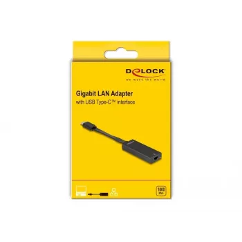 DeLOCK 66246 Przejściówka kabla RJ-45 USB C Czarny 0,09 m