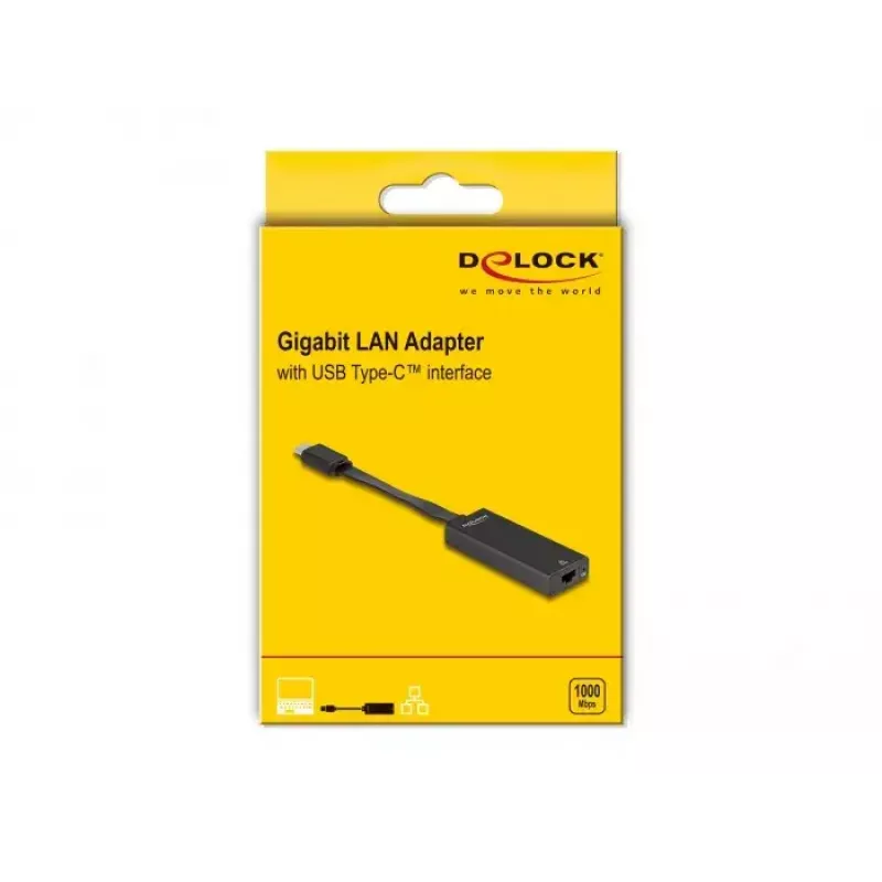 DeLOCK 66246 Przejściówka kabla RJ-45 USB C Czarny 0,09 m