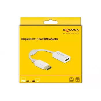 Adapter DisplayPort 1.1 męski na HDMI żeński pasywny biały DeLOCK 61015