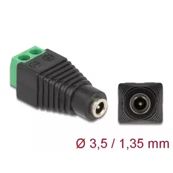 Adapter DC 1,35 x 3,5 mm żeński listwa zaciskowa 2-pinowa DeLOCK 66730