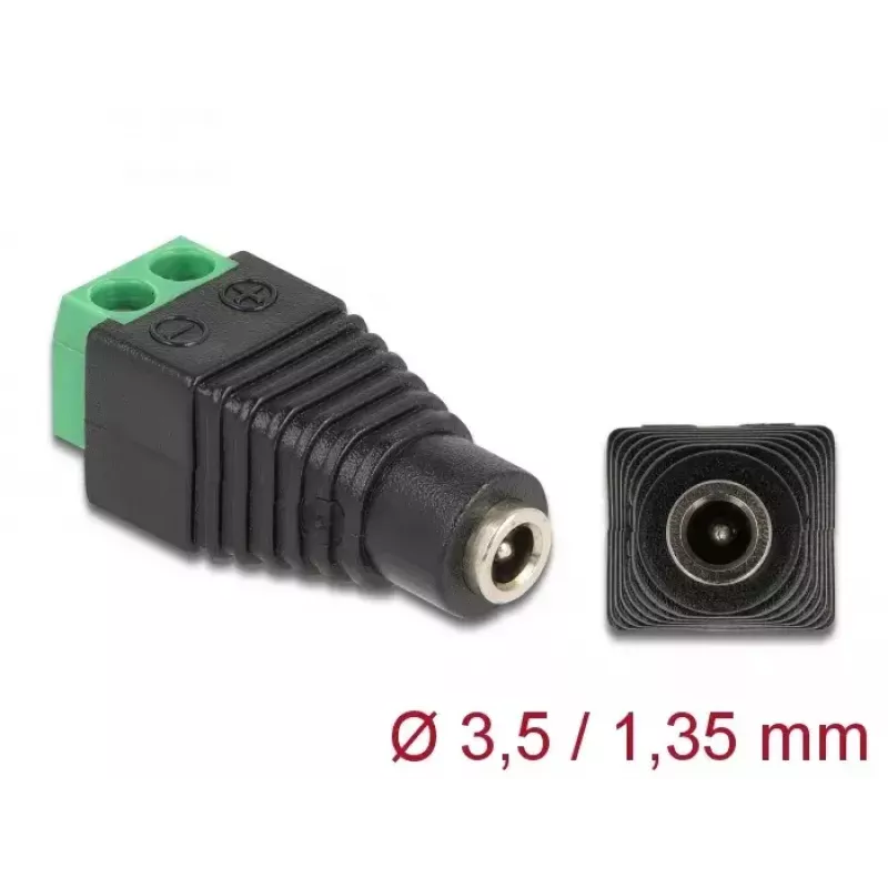 Adapter DC 1,35 x 3,5 mm żeński listwa zaciskowa 2-pinowa DeLOCK 66730