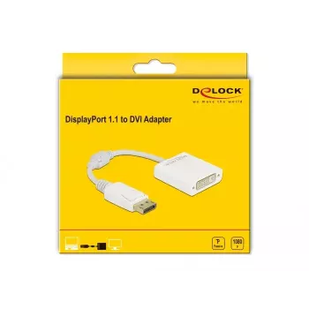 Adapter DisplayPort 1.1 męski na DVI żeński pasywny biały DeLOCK 61010