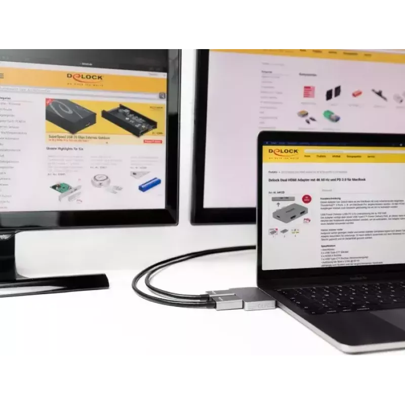 Podwójny adapter HDMI DeLOCK 64123 do MacBooka