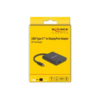 Adapter DeLOCK USB Type-C na DisplayPort 8K HDR z zasilaniem Power Delivery 60 W