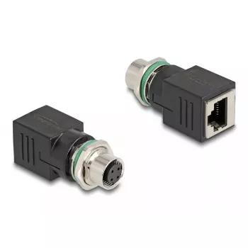 DeLOCK Adapter M12 D-kodowany 4-stykowy żeński do gniazda RJ45 prosty