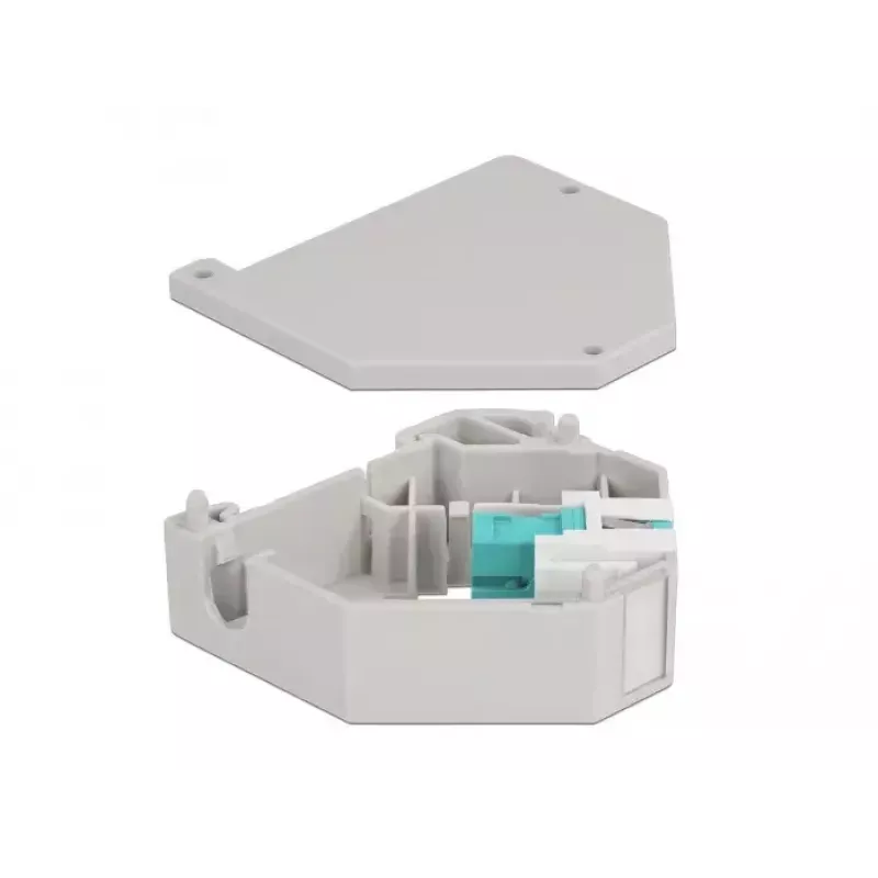 Moduł Keystone DELOCK 87173 — SC na SC duplex, aqua/szary/biały, 60,1×59,4×21,6 mm