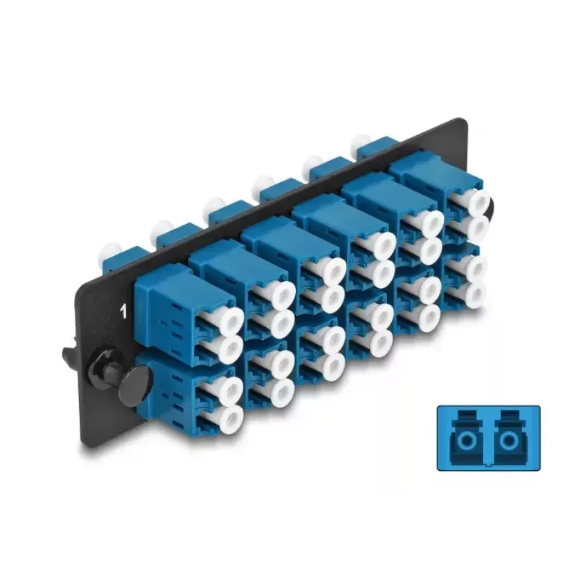 DeLOCK Fiber Optic Adapter Panel LC Duplex UPC 12 Port niebieski