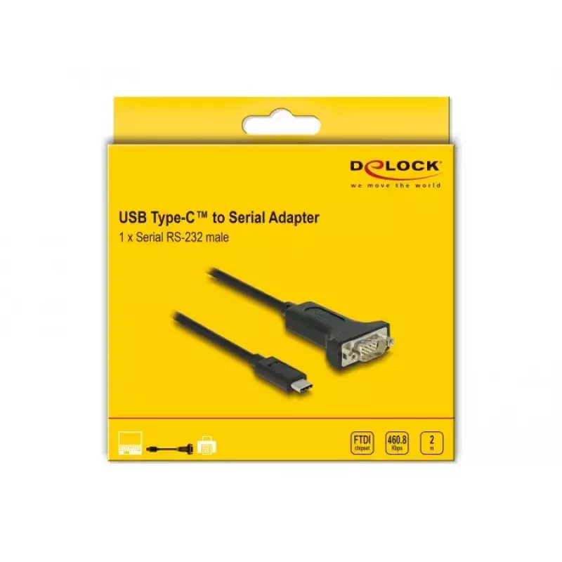 DeLOCK Adapter USB Type-C na RS-232 D-Sub 9-pin męski 2 m