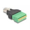 DELOCK Adapter RJ50 męski na listwę zaciskową z przyciskiem, 11-pinowa listwa zaciskowa