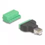 DELOCK Adapter RJ50 męski na listwę zaciskową z przyciskiem, 11-pinowa listwa zaciskowa