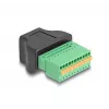 Adapter DeLOCK RJ50 żeński do listwy zaciskowej z 11-pinową listwą zaciskową z przyciskiem