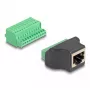 Adapter DeLOCK RJ50 żeński do listwy zaciskowej z 11-pinową listwą zaciskową z przyciskiem