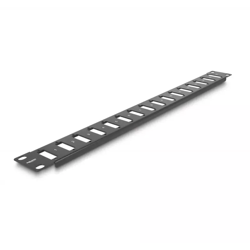 DeLOCK Panel 19-calowy do adapterów, 16 portów, czarny, montaż w szafie rack 1U