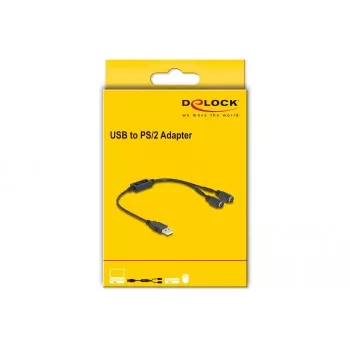 DeLOCK 61061 Kabel PS/2 0,43 m 2x 6-pin Mini-DIN USB A Czarny