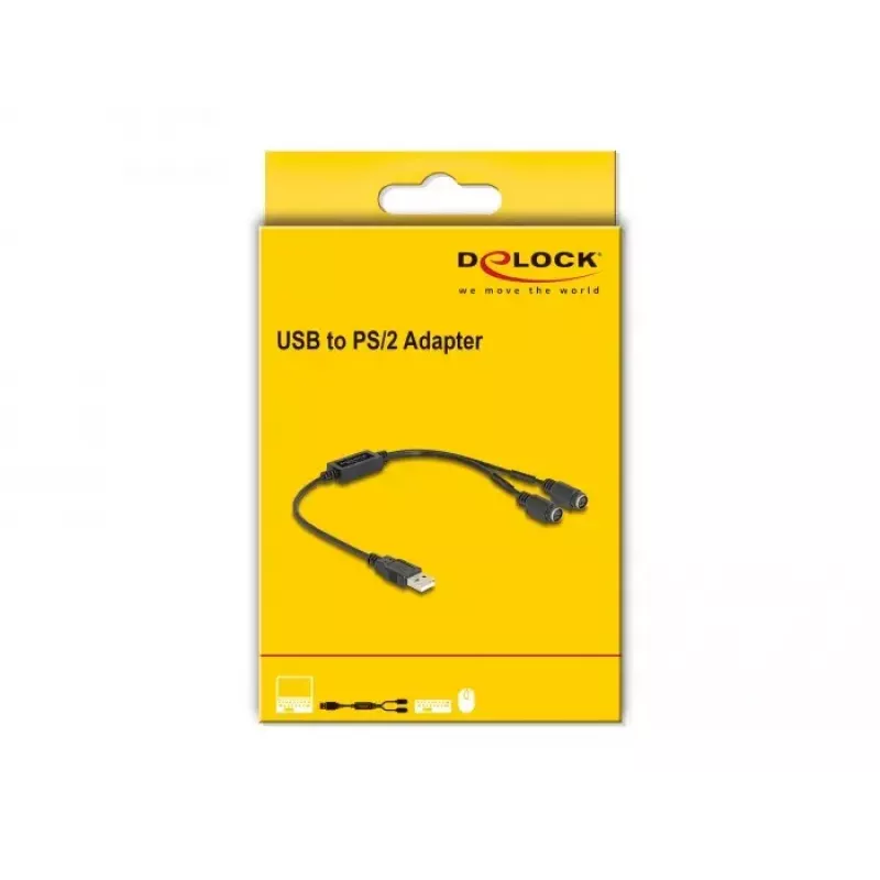 DeLOCK 61061 Kabel PS/2 0,43 m 2x 6-pin Mini-DIN USB A Czarny