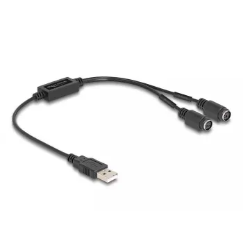 DeLOCK 61061 Kabel PS/2 0,43 m 2x 6-pin Mini-DIN USB A Czarny