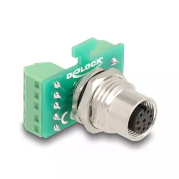 Adapter modułu transferowego DeLOCK M12 8-stykowe gniazdo z kodowaniem A na 9-stykową listwę zaciskową