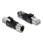 Adapter M12 X-kodowany 8-pinowy żeński na wtyk RJ45, DELOCK 90834, pozłacane styki, czarny