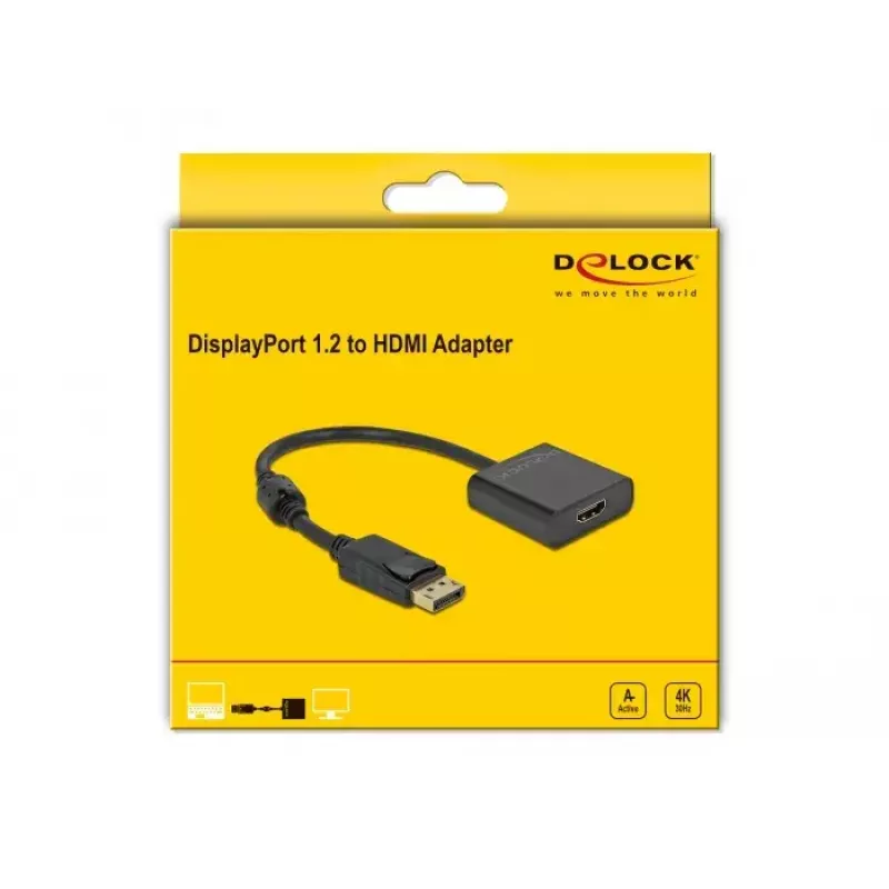 Adapter DisplayPort 1.2 męski do HDMI żeński 4K Aktywny DeLOCK 63585