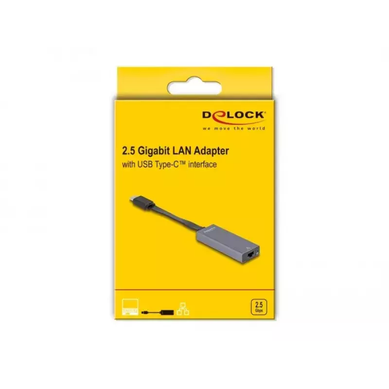 DeLOCK 66248 adapter zmiany płci kabla RJ-45 USB C Szary 0,09 m