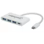 Koncentrator/stacja dokująca Manhattan USB-C, porty (x4): USB-A (x3) i USB-C, 5 Gb/s (USB 3.2 Gen1 znany jako USB 3.0), z funkcją Power Delivery (60 W) do portu USB-C (uwaga: wymagana dodatkowa ładowarka ścienna USB-C i kabel USB-C), uniwersalny dla wszystkich urządzeń, SuperSpeed USB, 3 lata gwarancji
