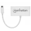 Koncentrator/stacja dokująca Manhattan USB-C, porty (x4): USB-A (x3) i USB-C, 5 Gb/s (USB 3.2 Gen1 znany jako USB 3.0), z funkcją Power Delivery (60 W) do portu USB-C (uwaga: wymagana dodatkowa ładowarka ścienna USB-C i kabel USB-C), uniwersalny dla wszystkich urządzeń, SuperSpeed USB, 3 lata gwarancji