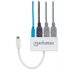 Koncentrator/stacja dokująca Manhattan USB-C, porty (x4): USB-A (x3) i USB-C, 5 Gb/s (USB 3.2 Gen1 znany jako USB 3.0), z funkcją Power Delivery (60 W) do portu USB-C (uwaga: wymagana dodatkowa ładowarka ścienna USB-C i kabel USB-C), uniwersalny dla wszystkich urządzeń, SuperSpeed USB, 3 lata gwarancji