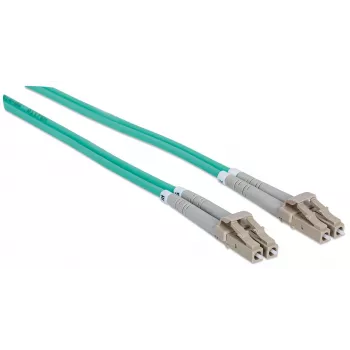 Kabel światłowodowy Intellinet, OM3, LC/LC, 10m, Aqua, Duplex, Wielomodowy, 50/125 µm, LSZH, Światłowód, Dożywotnia gwarancja, Woreczek foliowy