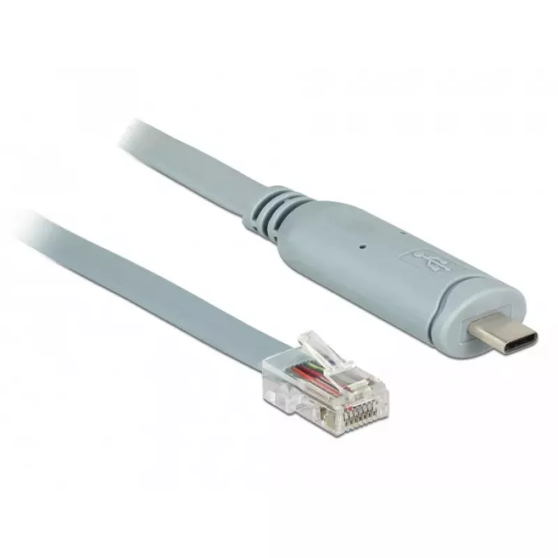 Kabel szeregowy DeLOCK 89893 USB 2.0 Type-C RJ45 Szary 1 m