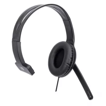 Manhattan Mono Over-Ear Headset (USB), Microphone Boom (padded), Retail Box Packaging, Adjustable Headband, In-Line Volume Control, Ear Cushion, USB-A for both sound and mic use, kabel 1.5m, Three Year Warranty