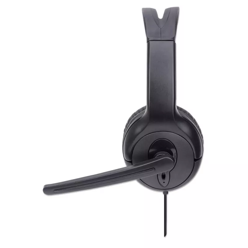 Manhattan Mono Over-Ear Headset (USB), Microphone Boom (padded), Retail Box Packaging, Adjustable Headband, In-Line Volume Control, Ear Cushion, USB-A for both sound and mic use, kabel 1.5m, Three Year Warranty
