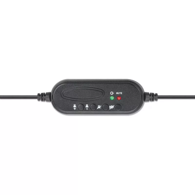 Manhattan Mono Over-Ear Headset (USB), Microphone Boom (padded), Retail Box Packaging, Adjustable Headband, In-Line Volume Control, Ear Cushion, USB-A for both sound and mic use, kabel 1.5m, Three Year Warranty