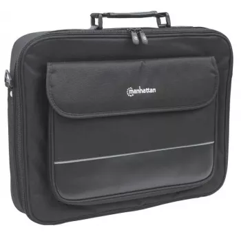 Torba na laptopa Manhattan Empire 17,3 cala, konstrukcja clamshell, kieszeń na akcesoria, pasek na ramię (odpinany), futerał na notebook, czarny, trzyletnia gwarancja