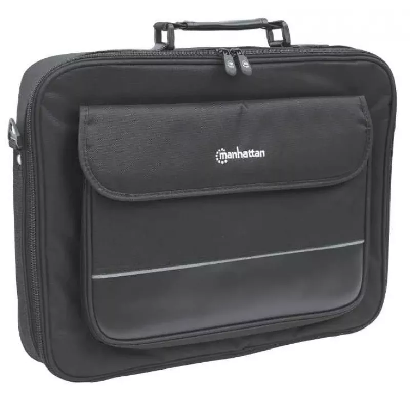 Torba na laptopa Manhattan Empire 17,3 cala, konstrukcja clamshell, kieszeń na akcesoria, pasek na ramię (odpinany), futerał na notebook, czarny, trzyletnia gwarancja