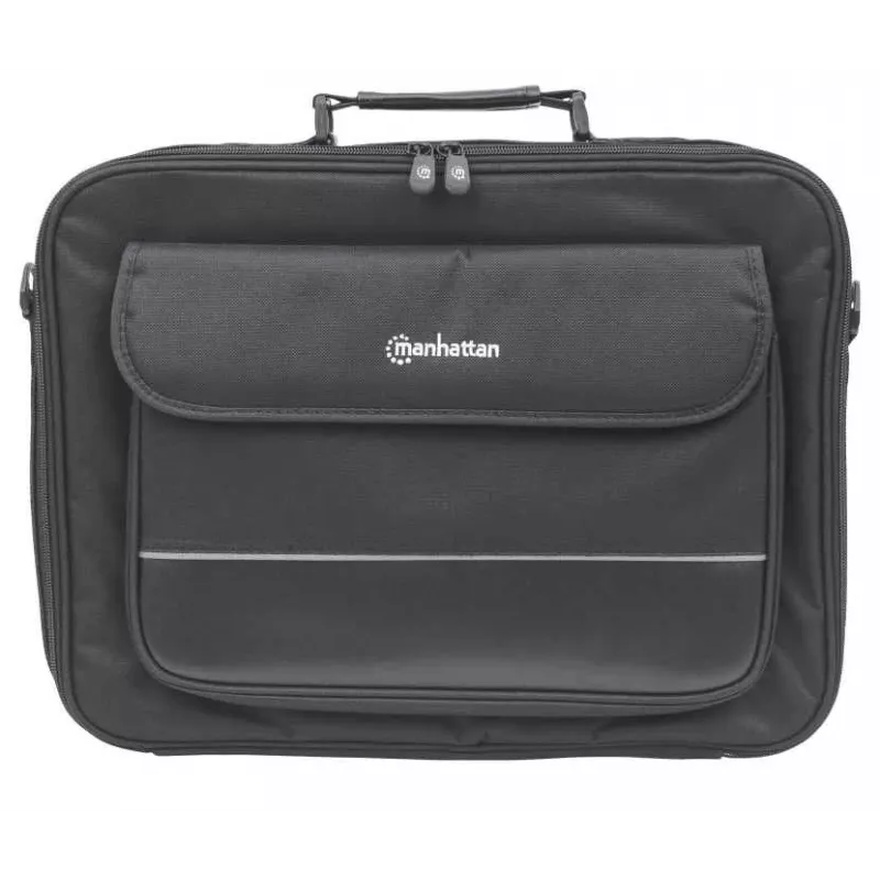 Torba na laptopa Manhattan Empire 17,3 cala, konstrukcja clamshell, kieszeń na akcesoria, pasek na ramię (odpinany), futerał na notebook, czarny, trzyletnia gwarancja