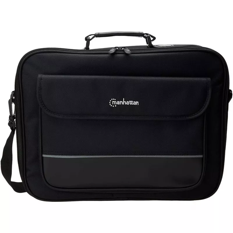 Torba na laptopa Manhattan Empire 17,3 cala, konstrukcja clamshell, kieszeń na akcesoria, pasek na ramię (odpinany), futerał na notebook, czarny, trzyletnia gwarancja