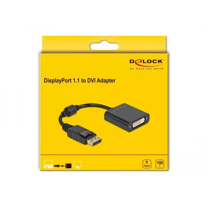Adapter DisplayPort 1.1 męski na DVI-D żeński pasywny czarny DeLOCK 61008