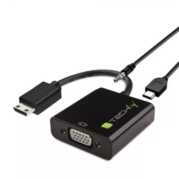 Techly Konwerter HDMI Mini C na VGA IDATA HDMI-VGA4, VGA (D-Sub), HDMI Typ C (Mini), Męski, Żeński, 1920 x 1080 pikseli, 1080p, 720p, 480p