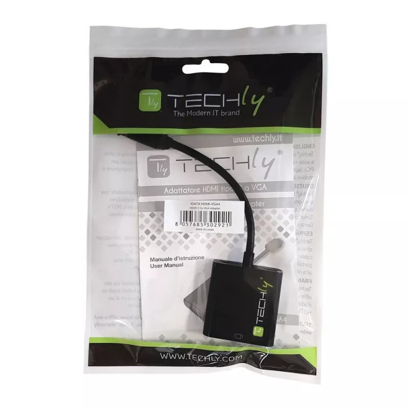 Techly Konwerter HDMI Mini C na VGA IDATA HDMI-VGA4, VGA (D-Sub), HDMI Typ C (Mini), Męski, Żeński, 1920 x 1080 pikseli, 1080p, 720p, 480p
